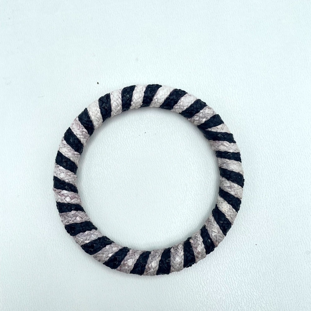 Bohemian Black White Eco-Chic Thin Woven Braided Rope-Style Bangle Bracelet - Picture 4 of 14